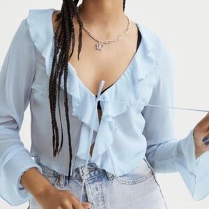 H&M Sky Blue Ruffle Blouse
